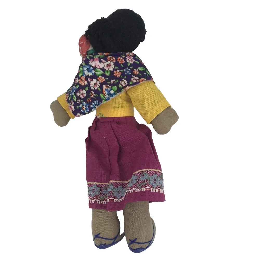 Handmade Folk Art Doll Mother & Baby Child Shawl South American Mexico Guatemala